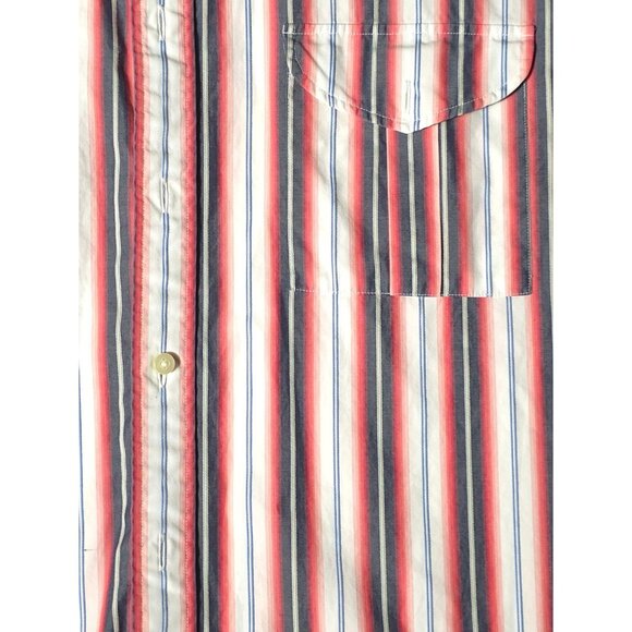 Thomas Dean Short Sleeve Men's Casual Shirts Size Large Blue Orange White - Picture 4 of 8